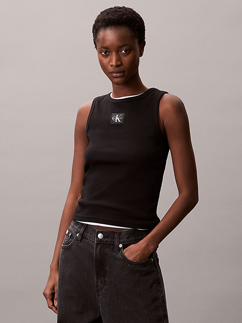 Calvin Klein Siyah Renkli Kadın Woven Label Baby Tank Top