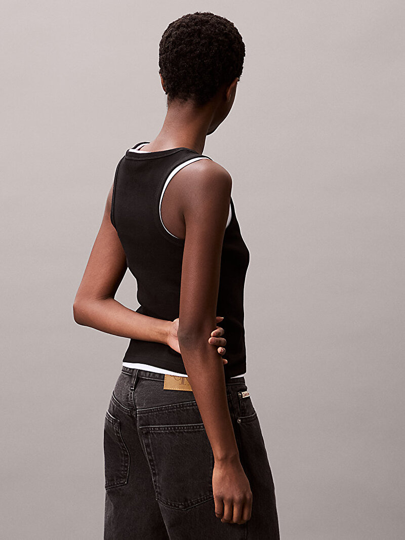 Calvin Klein Siyah Renkli Kadın Woven Label Baby Tank Top