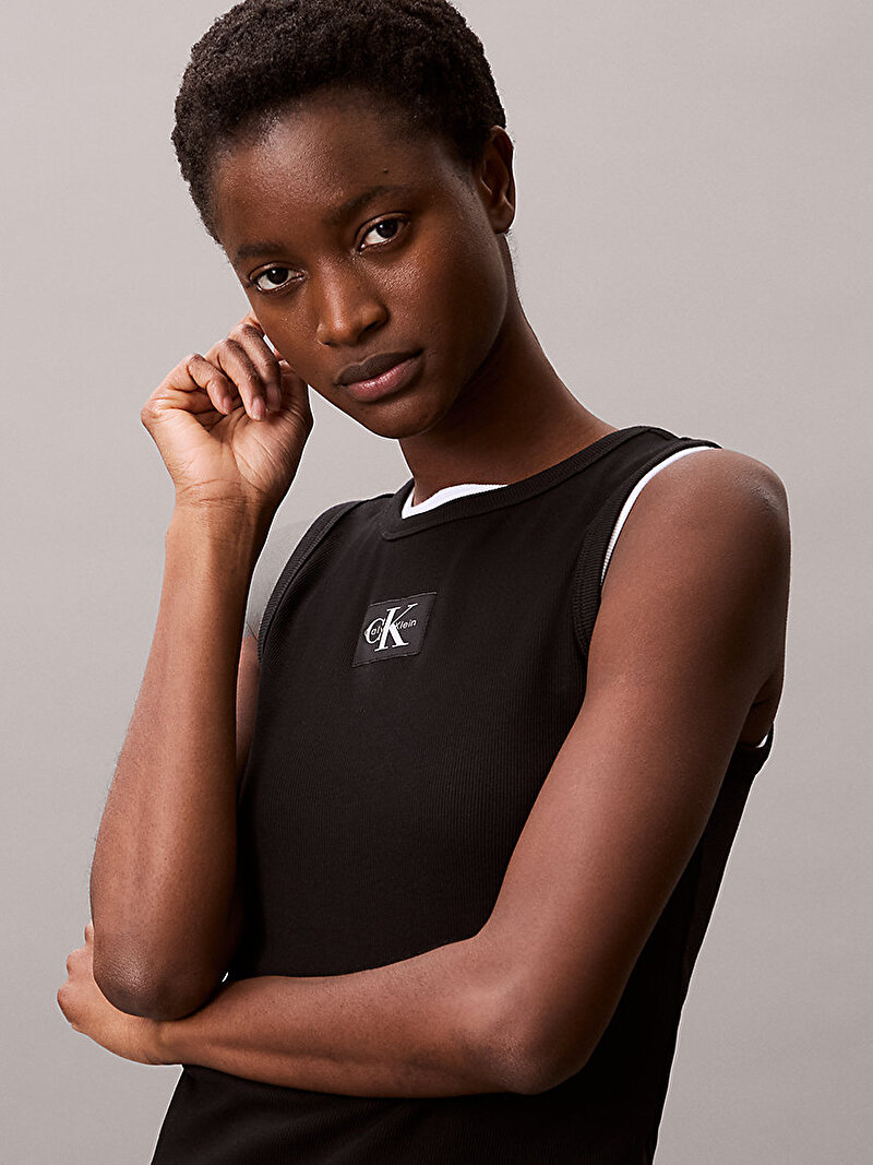 Calvin Klein Siyah Renkli Kadın Woven Label Baby Tank Top