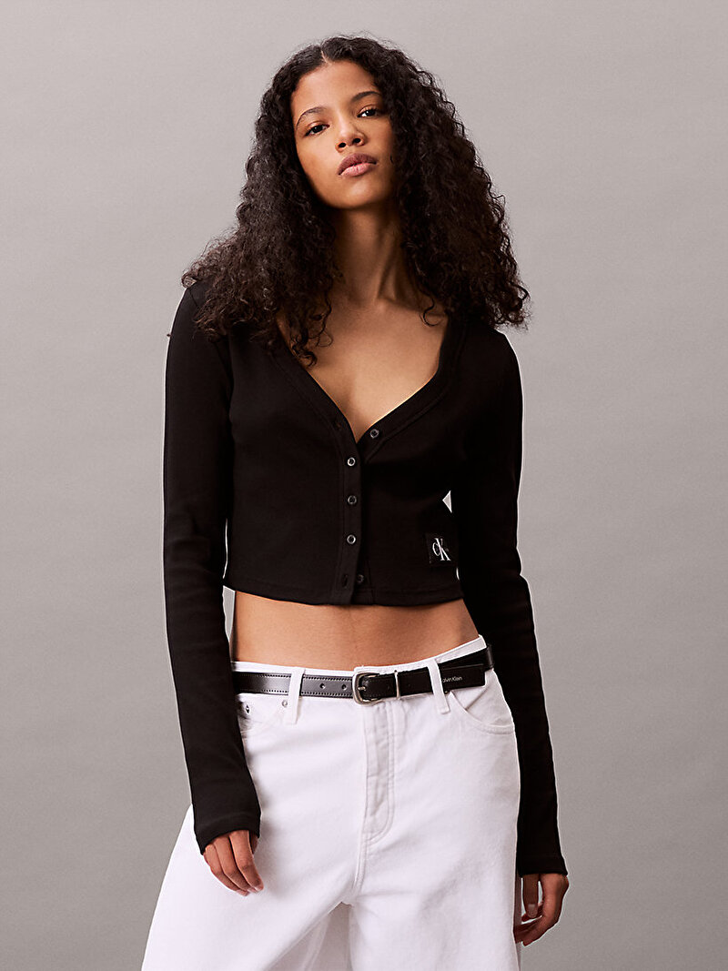 Calvin Klein Siyah Renkli Kadın Woven Label Hırka