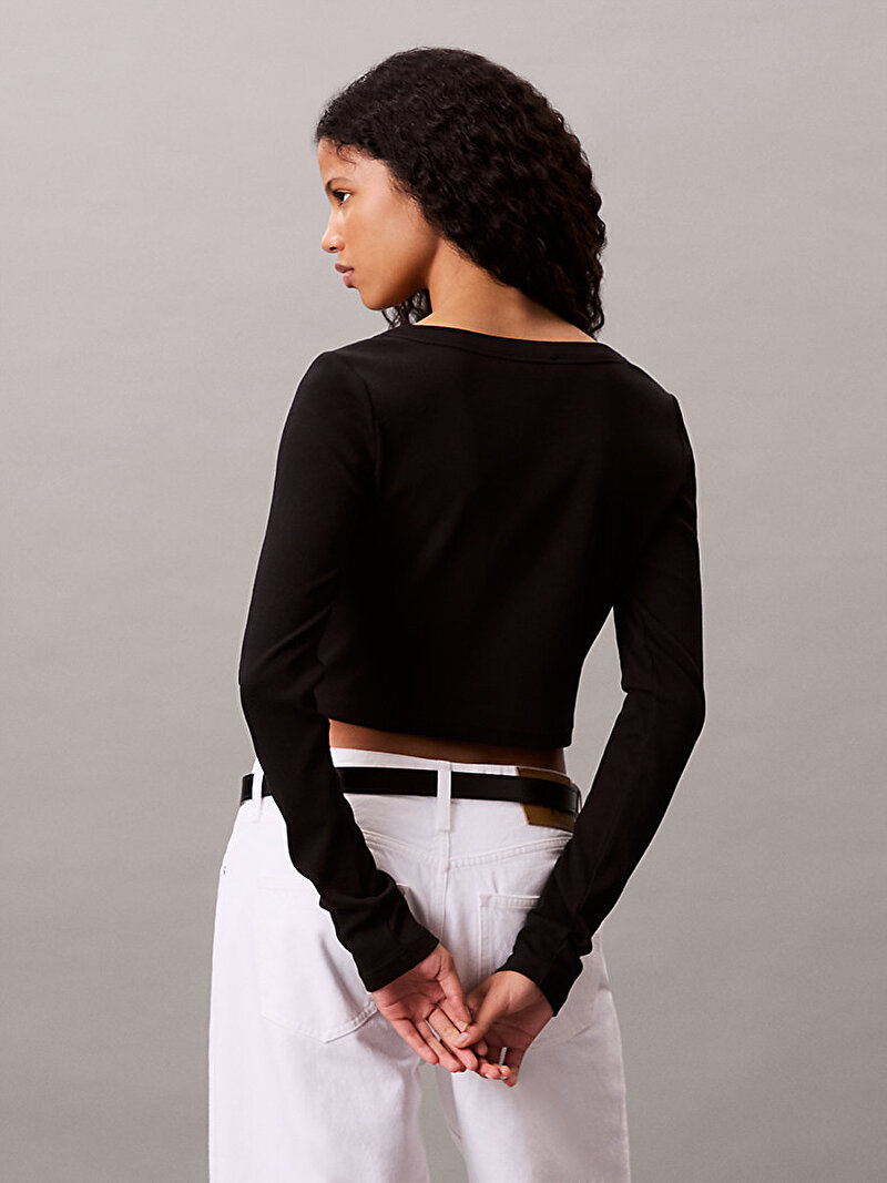 Calvin Klein Siyah Renkli Kadın Woven Label Hırka