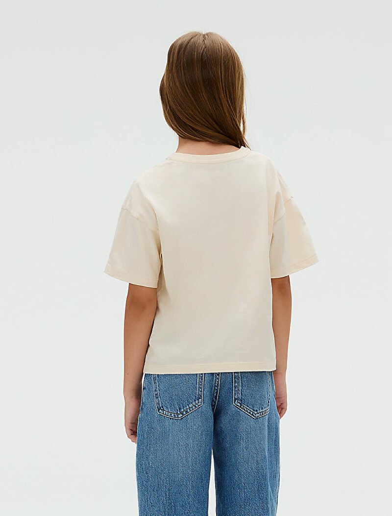 Calvin Klein Bej Renkli Kız Çocuk Boxy Metallic T-shirt