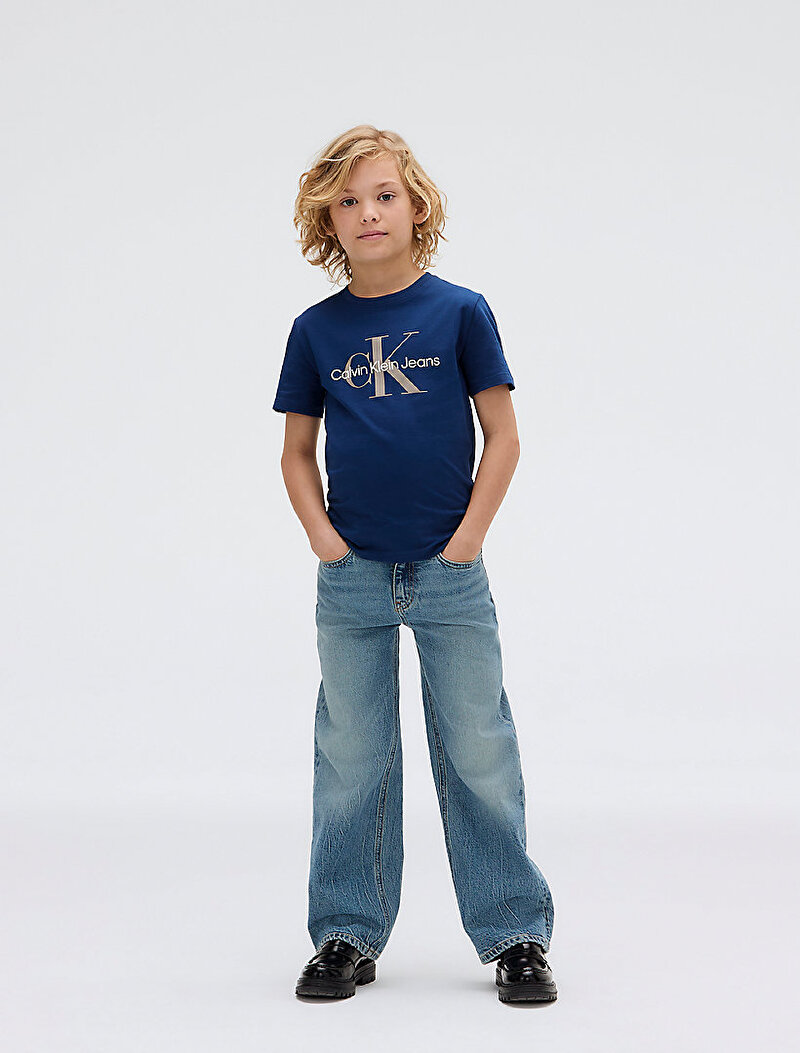 Calvin Klein Lacivert Renkli Çocuk Unisex CK Monogram T-shirt