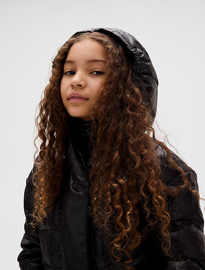 Calvin Klein Siyah Renkli Kız Çocuk Archive Grid Puffer Mont