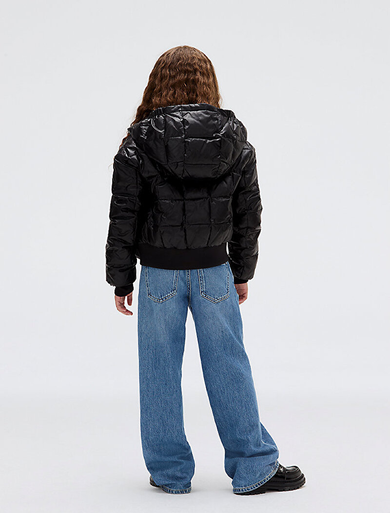 Calvin Klein Siyah Renkli Kız Çocuk Archive Grid Puffer Mont