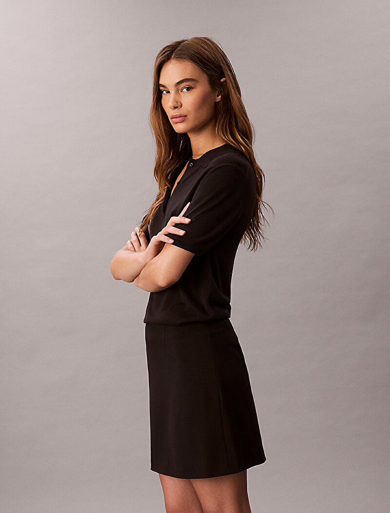 Calvin Klein Siyah Renkli Kadın Ponte Mini Etek