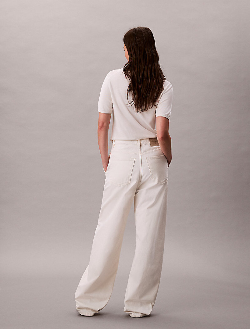 Calvin Klein Ekru Renkli Kadın Trouser Barrel Jean Pantolon