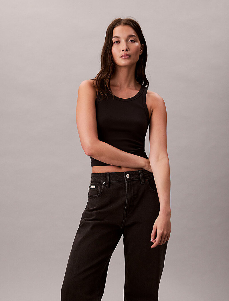 Calvin Klein Siyah Renkli Kadın High Rise Straight Jean Pantolon
