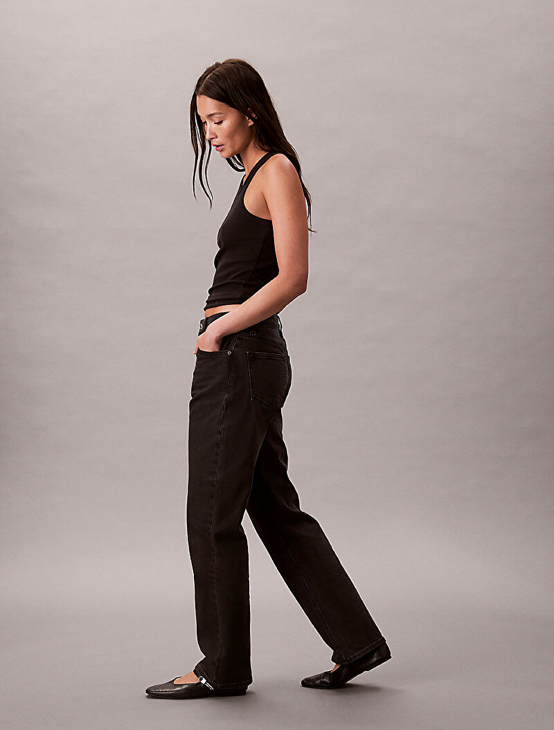 Calvin Klein Siyah Renkli Kadın High Rise Straight Jean Pantolon