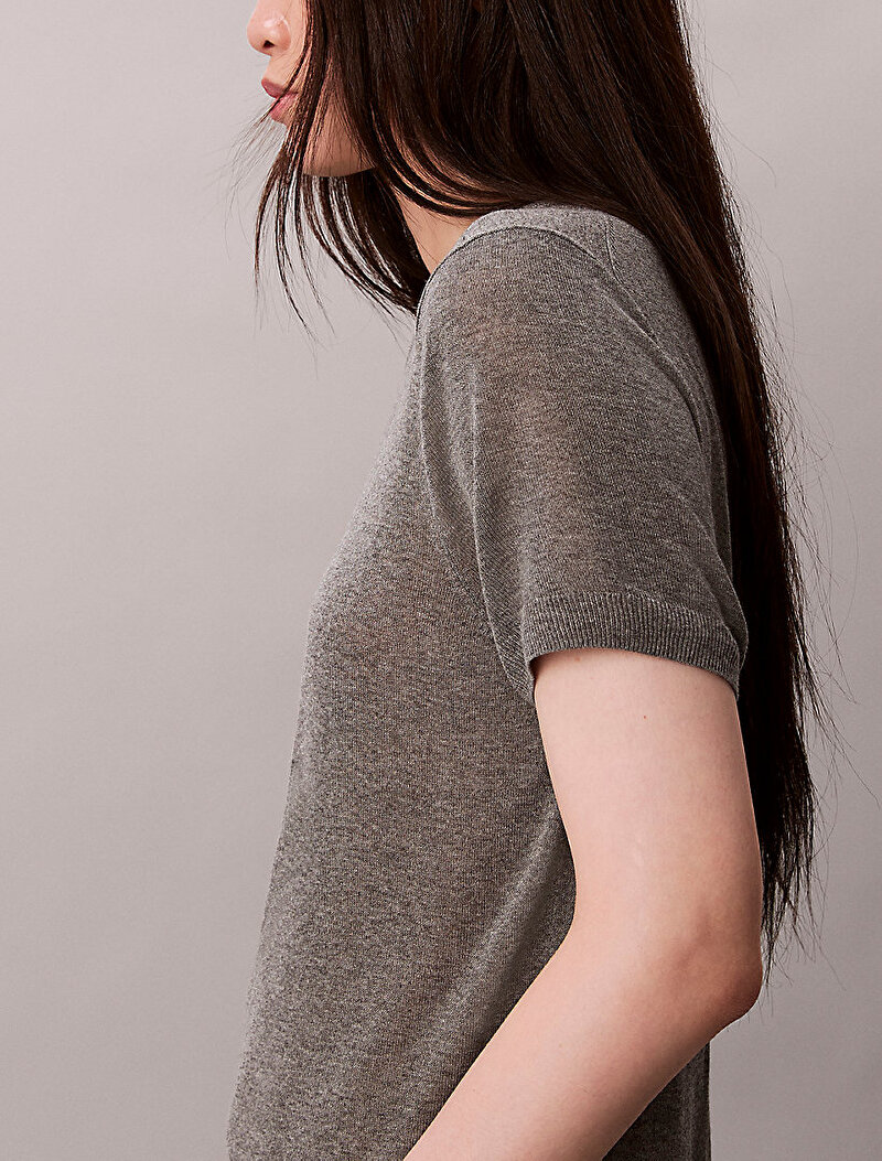 Calvin Klein Gri Renkli Kadın Fine Gauge Viskoz Kazak