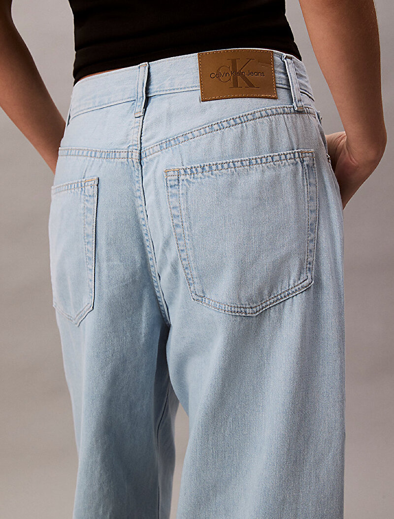 Calvin Klein Mavi Renkli Kadın TheWide Leg Linen Jean Pantolon