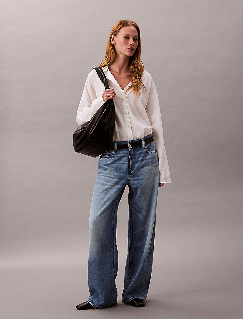 Calvin Klein Mavi Renkli Kadın Low Rise Baggy Diamond Jean Pantolon