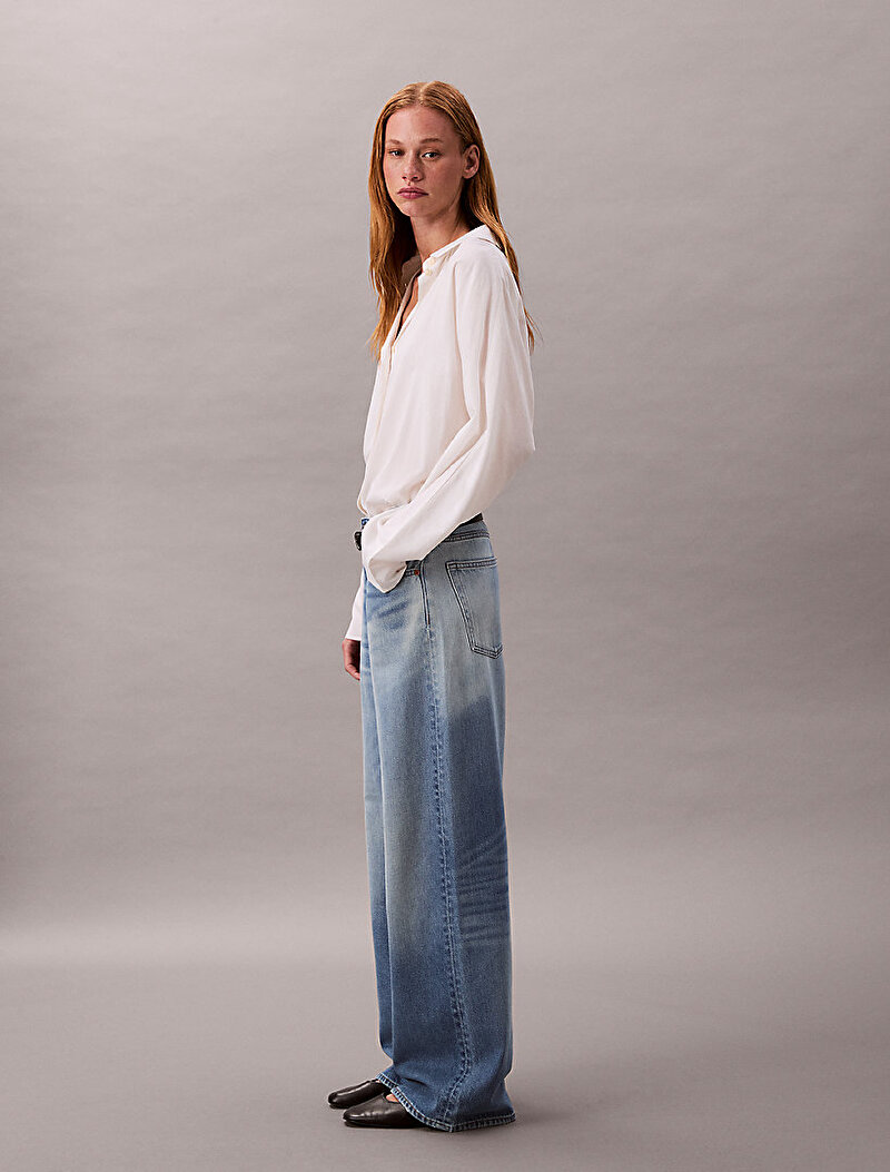 Calvin Klein Mavi Renkli Kadın Low Rise Baggy Diamond Jean Pantolon