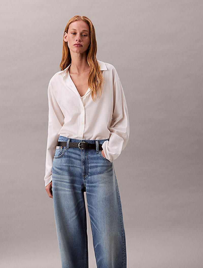 Calvin Klein Mavi Renkli Kadın Low Rise Baggy Diamond Jean Pantolon