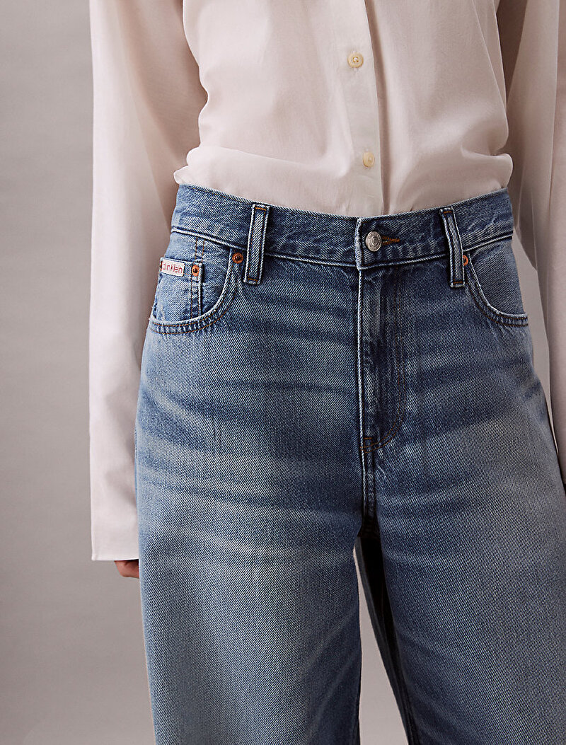 Calvin Klein Mavi Renkli Kadın Low Rise Baggy Diamond Jean Pantolon