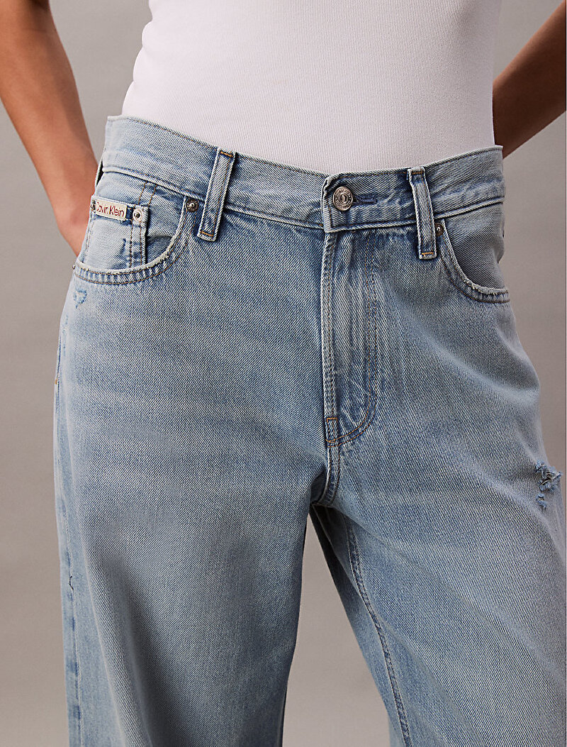 Calvin Klein Mavi Renkli Kadın Low Rise Baggy Jean Pantolon