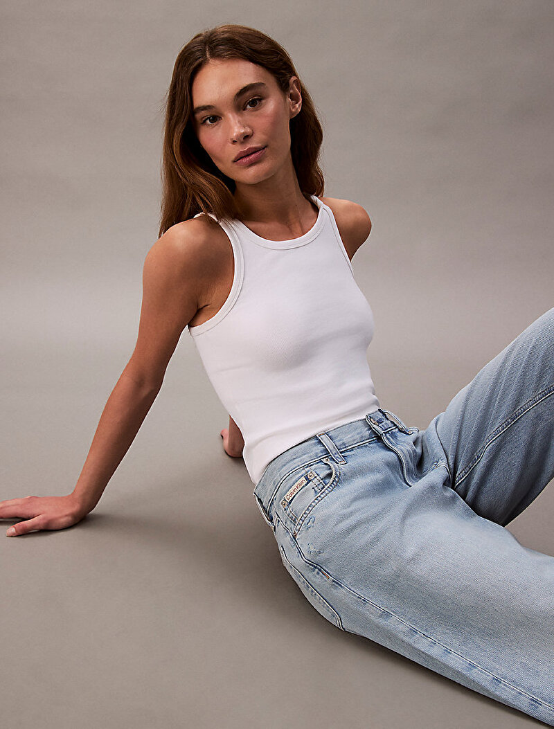 Calvin Klein Mavi Renkli Kadın Low Rise Baggy Jean Pantolon
