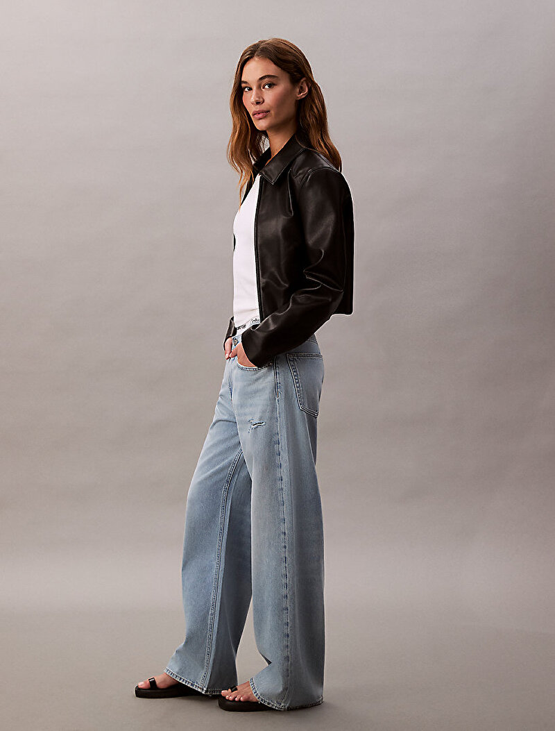 Calvin Klein Mavi Renkli Kadın Low Rise Baggy Jean Pantolon