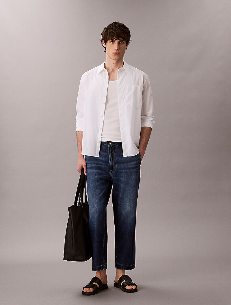 Calvin Klein Lacivert Renkli Erkek Cropped 90's Celtic Jean Pantolon