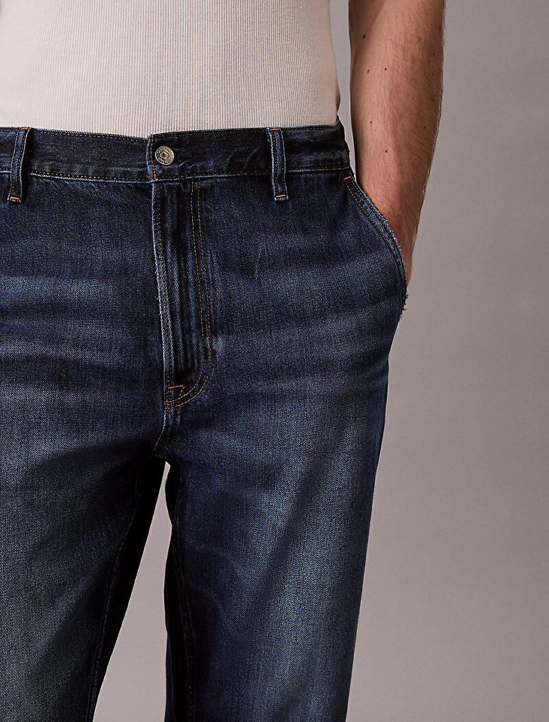 Calvin Klein Lacivert Renkli Erkek Cropped 90's Celtic Jean Pantolon