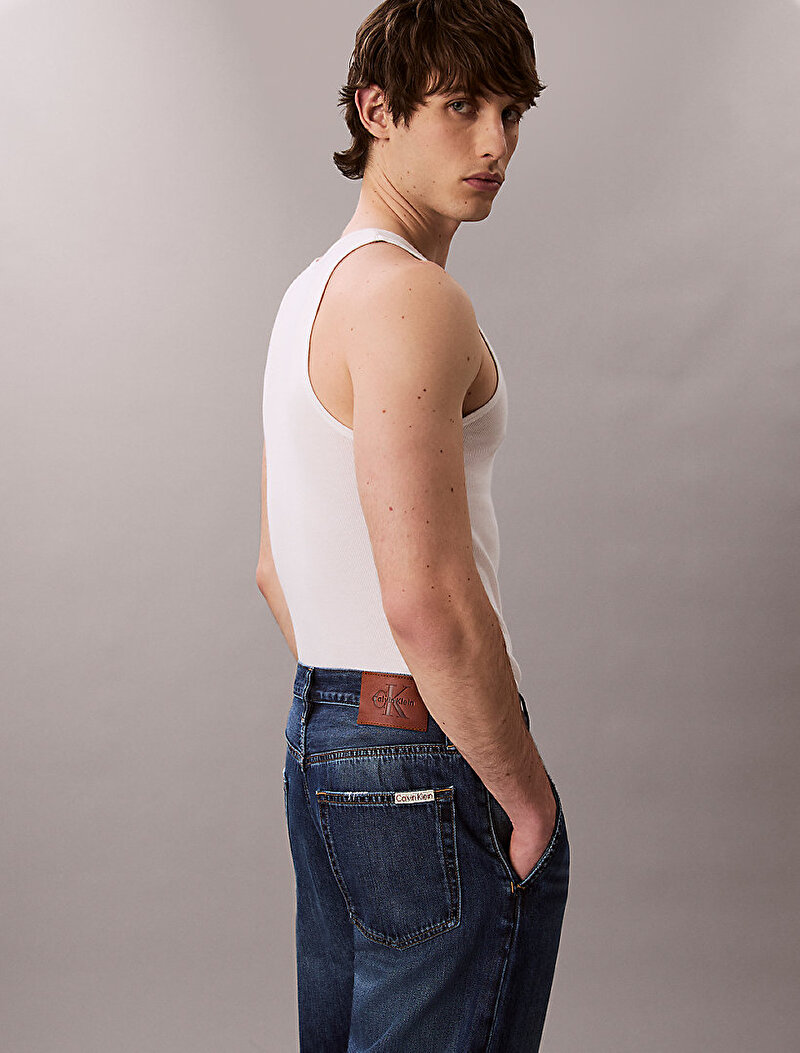 Calvin Klein Lacivert Renkli Erkek Cropped 90's Celtic Jean Pantolon