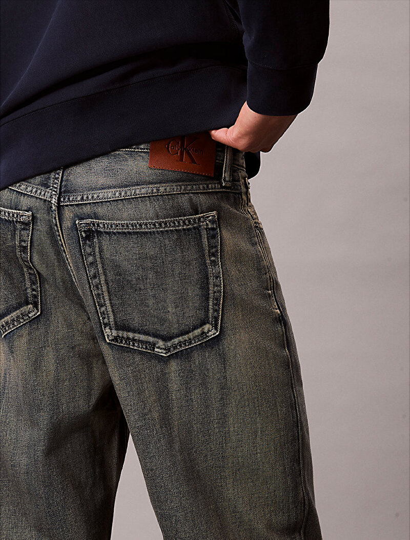 Calvin Klein Gri Renkli Erkek 90s Straight Sand Dune Jean Pantolon