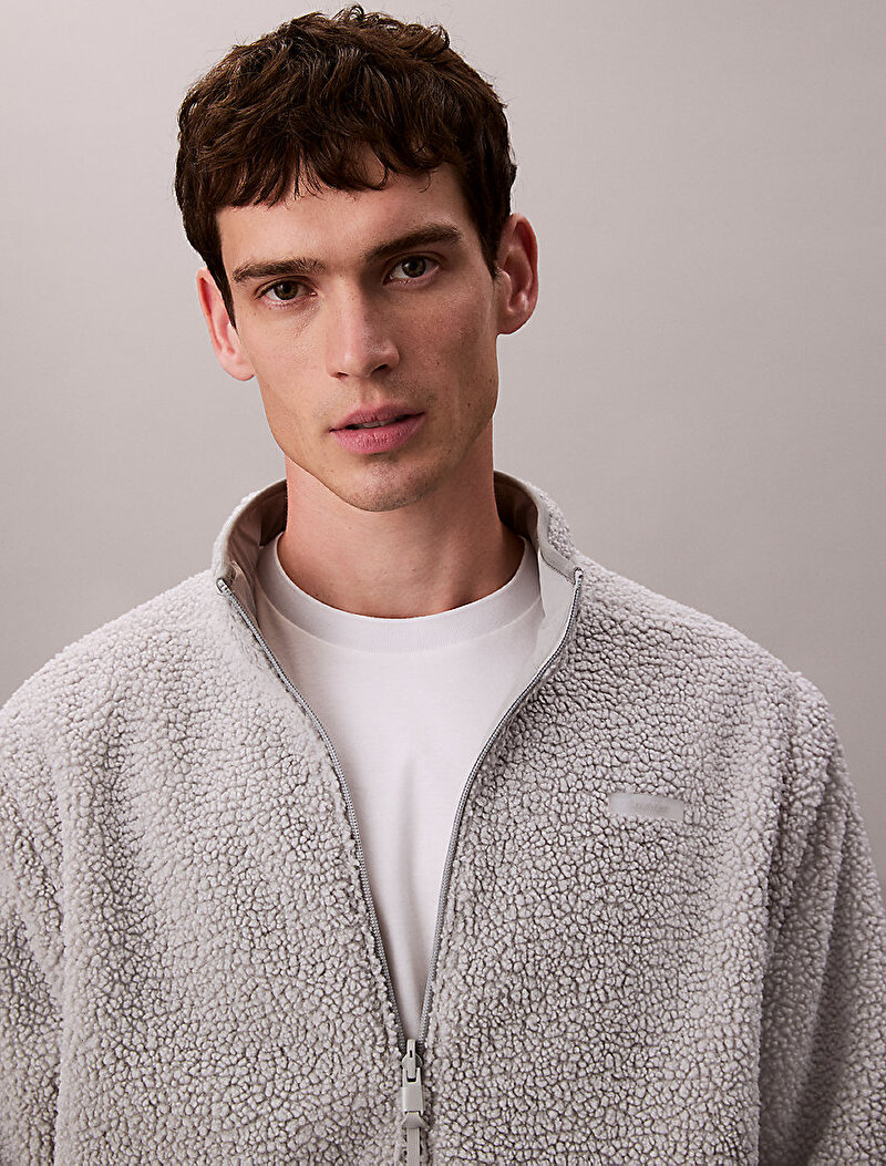 Calvin Klein Gri Renkli Erkek Reversible Sherpa Ceket