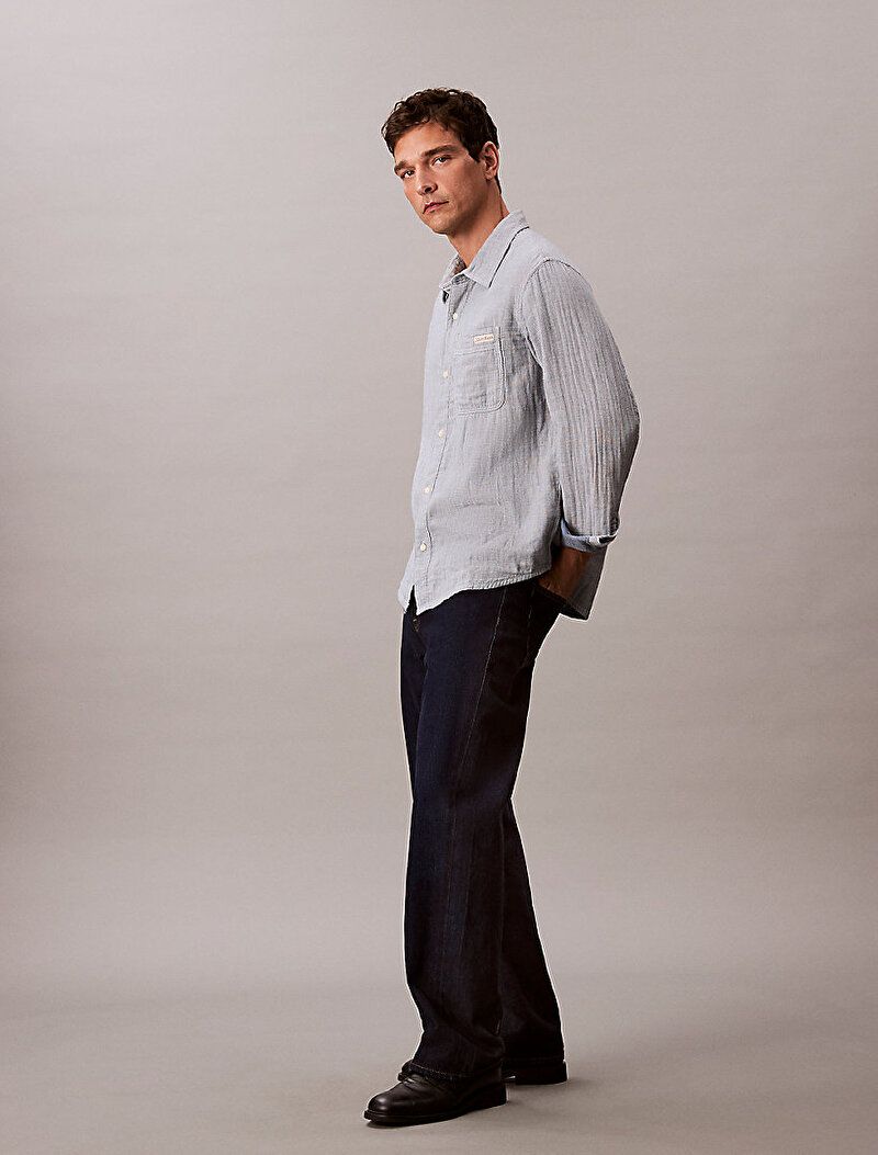 Calvin Klein Gri Renkli Erkek Casual Classic Board Gömlek