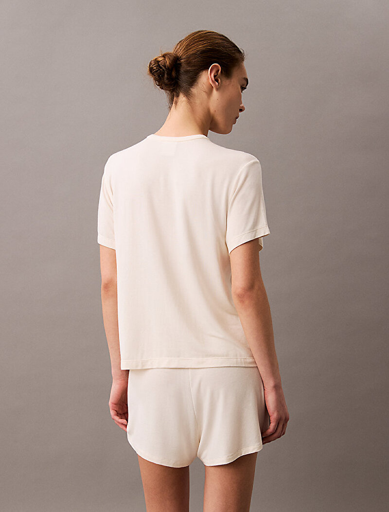 Calvin Klein Bej Renkli Kadın Modal Relaxed T-shirt