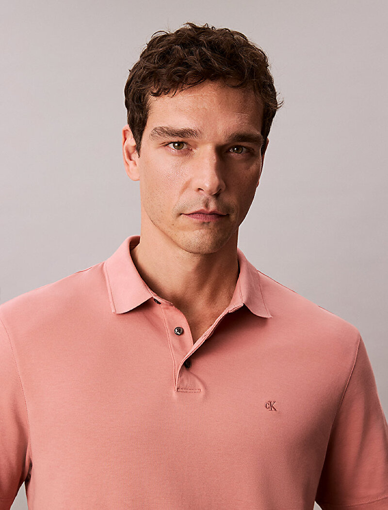 Calvin Klein Pembe Renkli Erkek Supima Chest Polo T-shirt