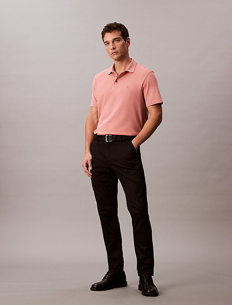 Calvin Klein Pembe Renkli Erkek Supima Chest Polo T-shirt