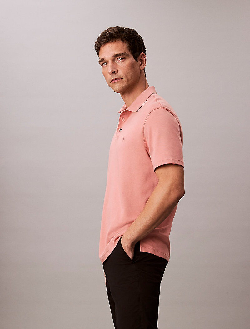 Calvin Klein Pembe Renkli Erkek Supima Chest Polo T-shirt
