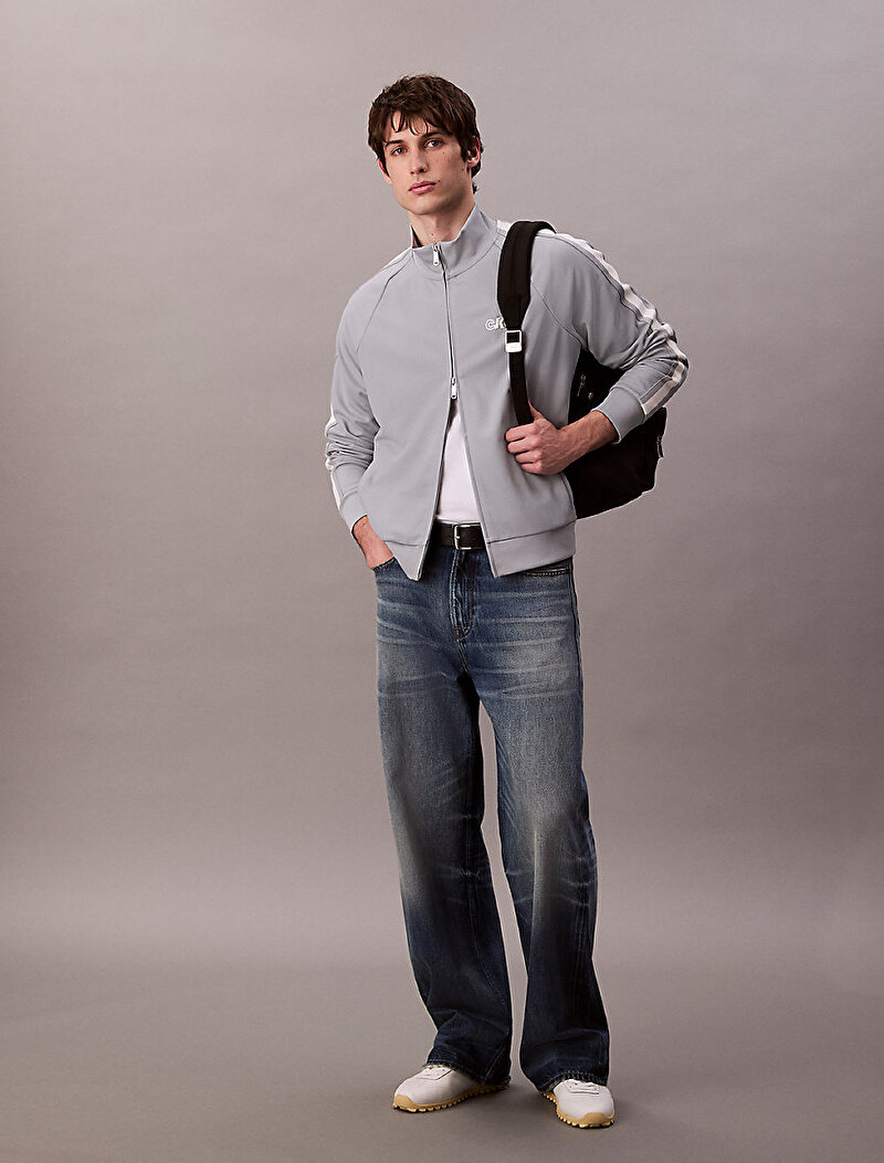 Calvin Klein Gri Renkli Erkek Stretch Twill Track Sweatshirt