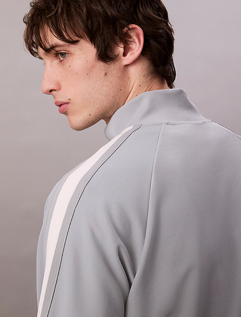 Calvin Klein Gri Renkli Erkek Stretch Twill Track Sweatshirt