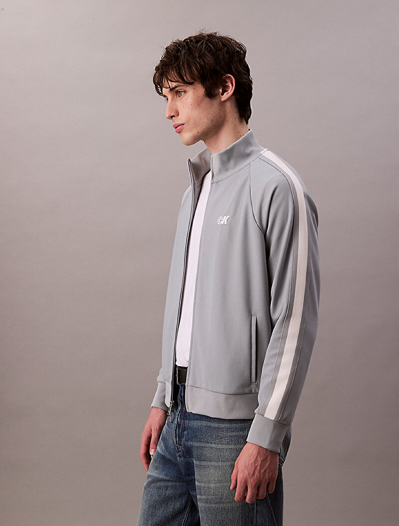 Calvin Klein Gri Renkli Erkek Stretch Twill Track Sweatshirt