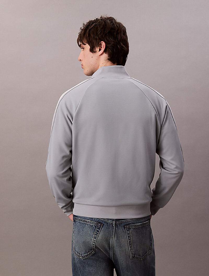 Calvin Klein Gri Renkli Erkek Stretch Twill Track Sweatshirt