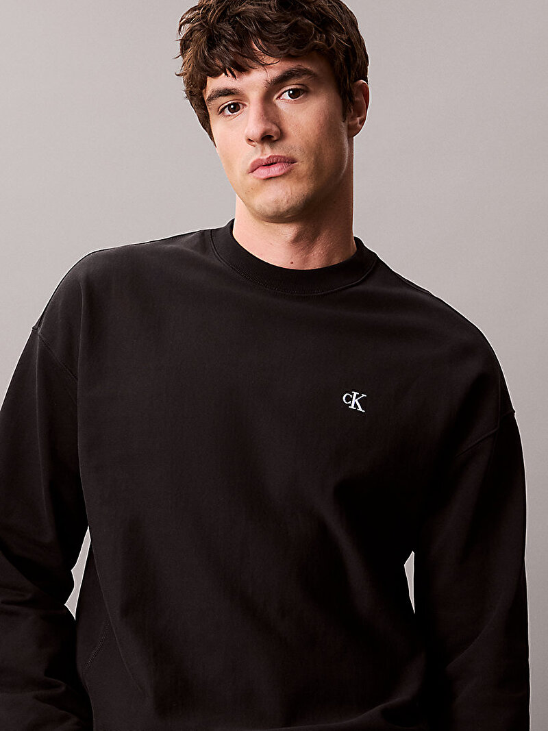 Calvin Klein Siyah Renkli Erkek Premium Terry Monogram Sweatshirt