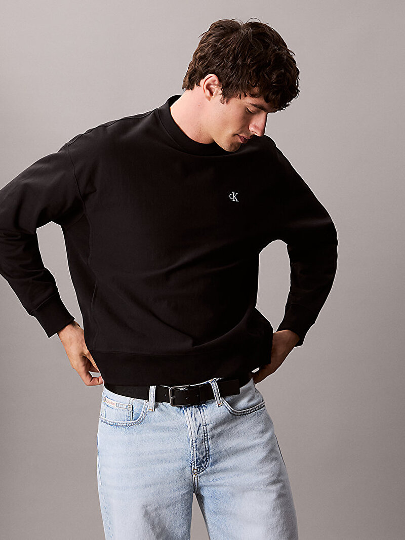Calvin Klein Siyah Renkli Erkek Premium Terry Monogram Sweatshirt