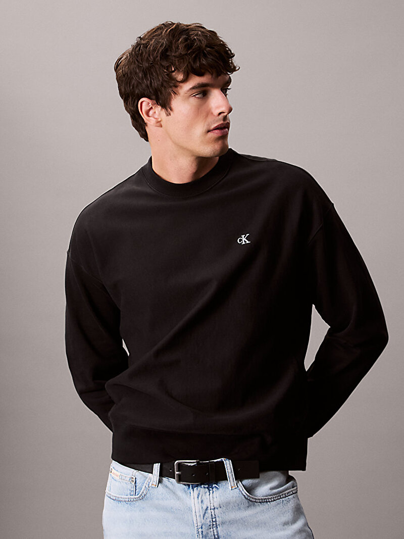 Calvin Klein Siyah Renkli Erkek Premium Terry Monogram Sweatshirt