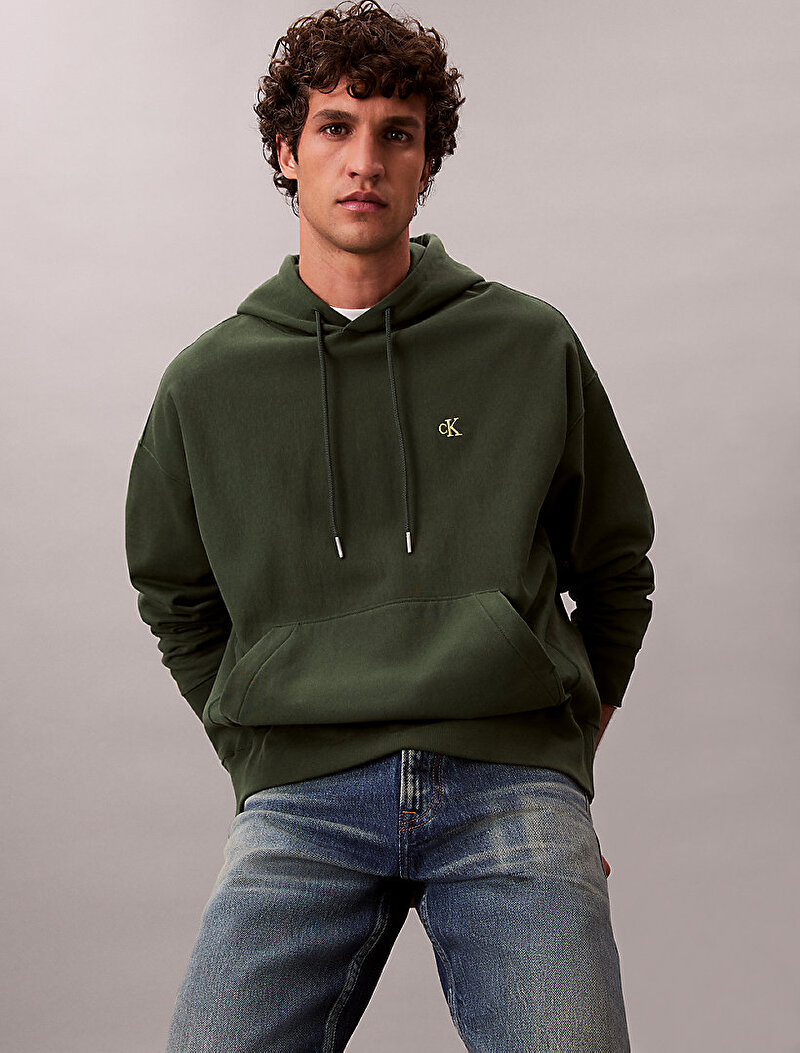 Calvin Klein Lacivert Renkli Erkek Premium Terry Monogram Sweatshirt