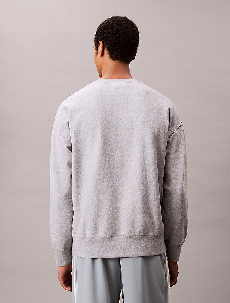 Calvin Klein Gri Renkli Erkek Premium Terry Monogram Sweatshirt