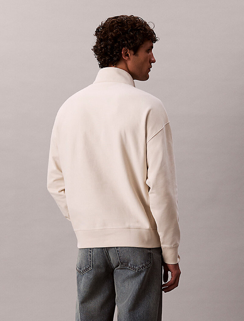 Calvin Klein Beyaz Renkli Erkek Premium Terry Sweatshirt