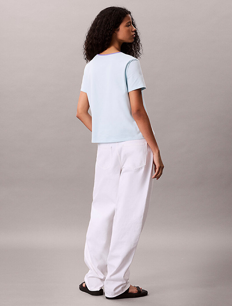 Calvin Klein Mavi Renkli Kadın Retro Logo Graphic T-shirt