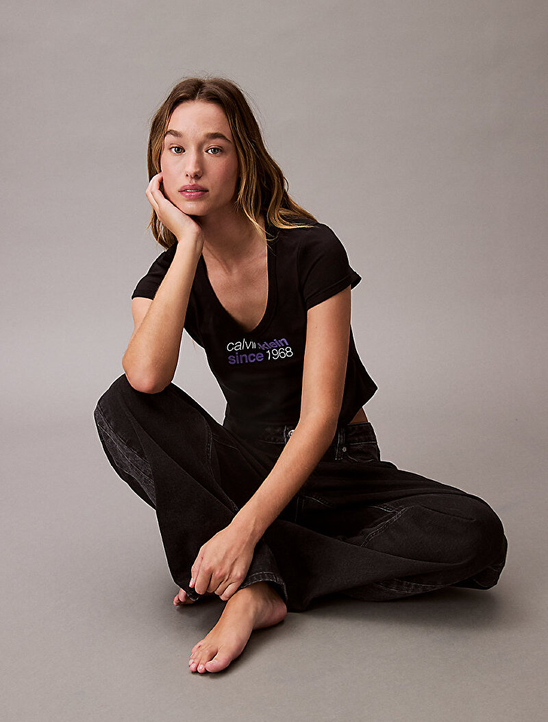 Calvin Klein Siyah Renkli Kadın Baby T-shirt