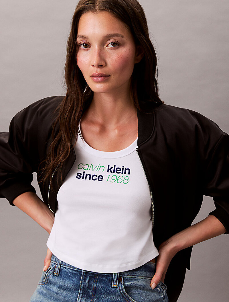 Calvin Klein Beyaz Renkli Kadın Baby T-shirt