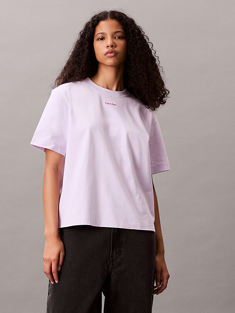 Calvin Klein Pembe Renkli Kadın Oversize Bold Leg T-shirt