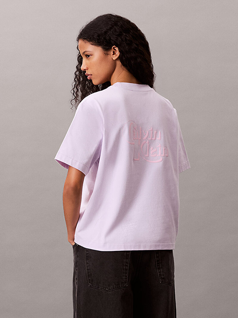 Calvin Klein Pembe Renkli Kadın Oversize Bold Leg T-shirt