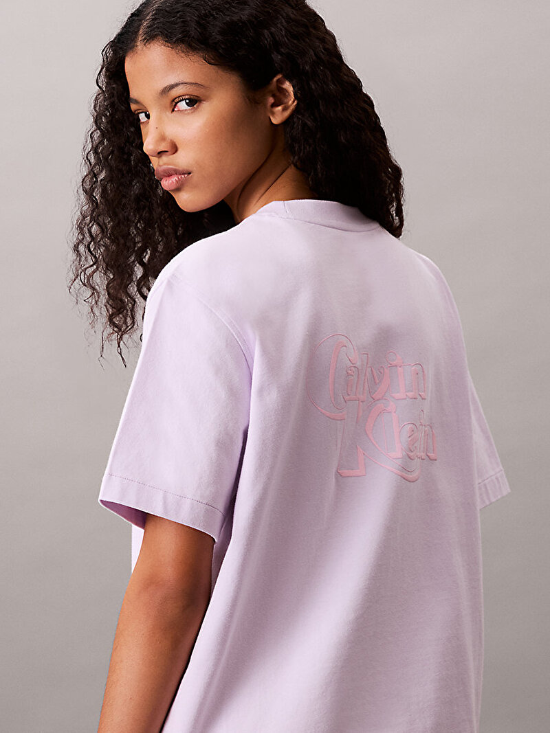 Calvin Klein Pembe Renkli Kadın Oversize Bold Leg T-shirt