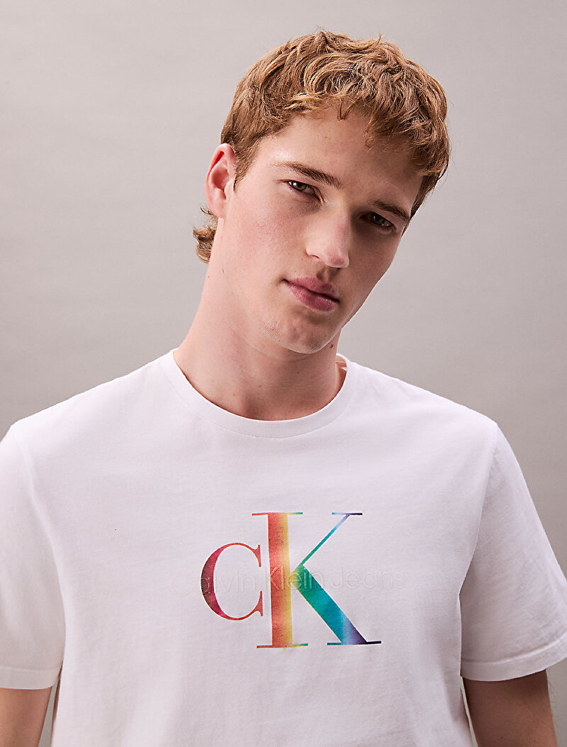 Calvin Klein Beyaz Renkli Erkek CK Pride25 T-shirt