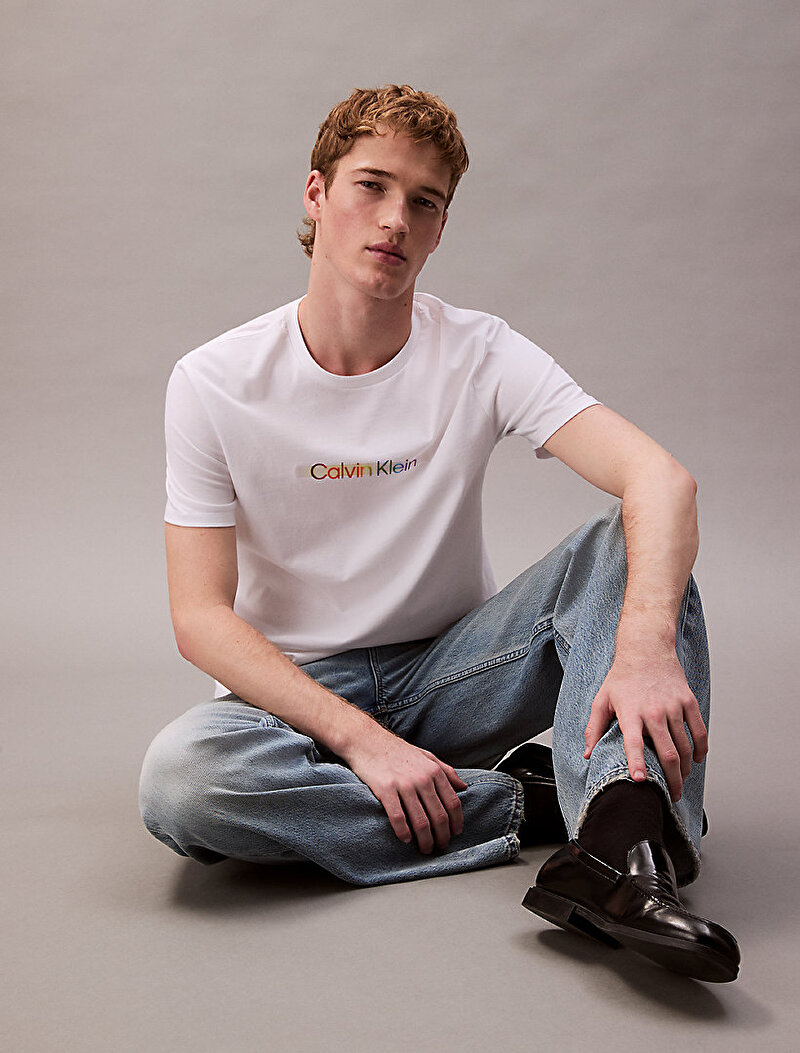 Calvin Klein Beyaz Renkli Erkek 20s Calvin Klein T-shirt